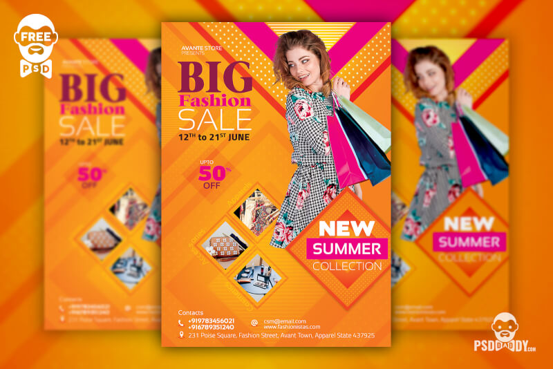 Premium PSD  A flyer for a clothing store that is advertising
