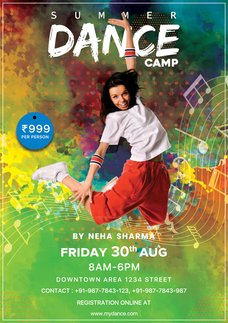 Dance Camp Flyer Free PSD Template  PsdDaddy.com For Dance Flyer Template Word