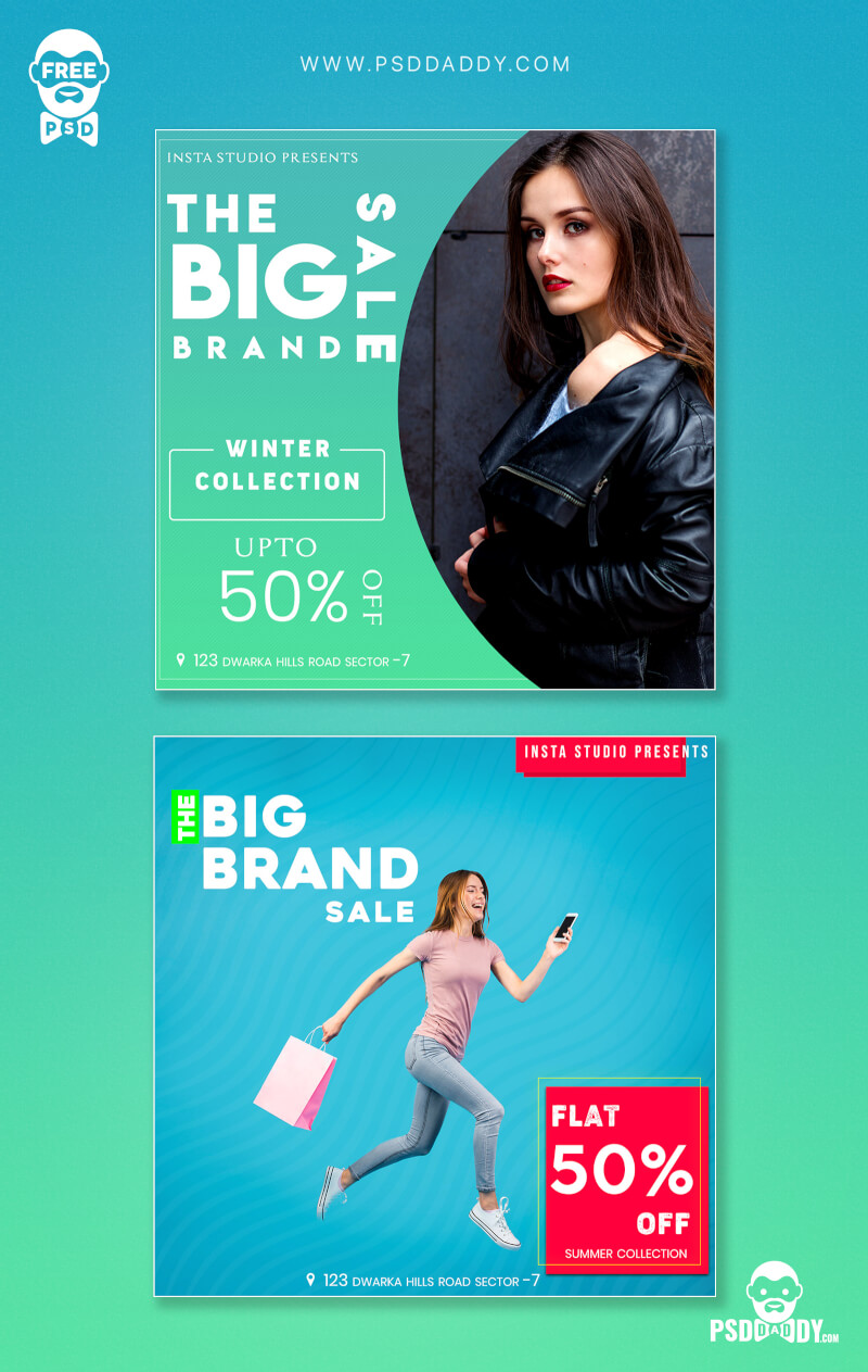 Big Brand Sale Social Media Post Free PSD Template  PsdDaddy.com With Fashion Flyers Templates For Free