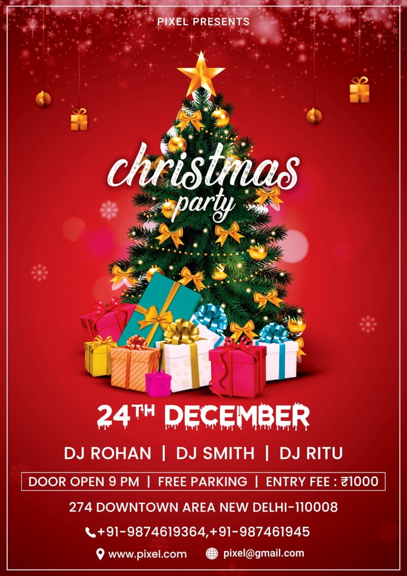 Christmas Party Flyer Free PSD Template  PsdDaddy.com Within Free Holiday Flyer Templates