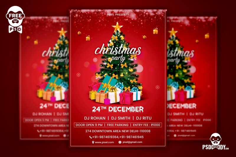 Christmas Party Flyer Free PSD Template 
