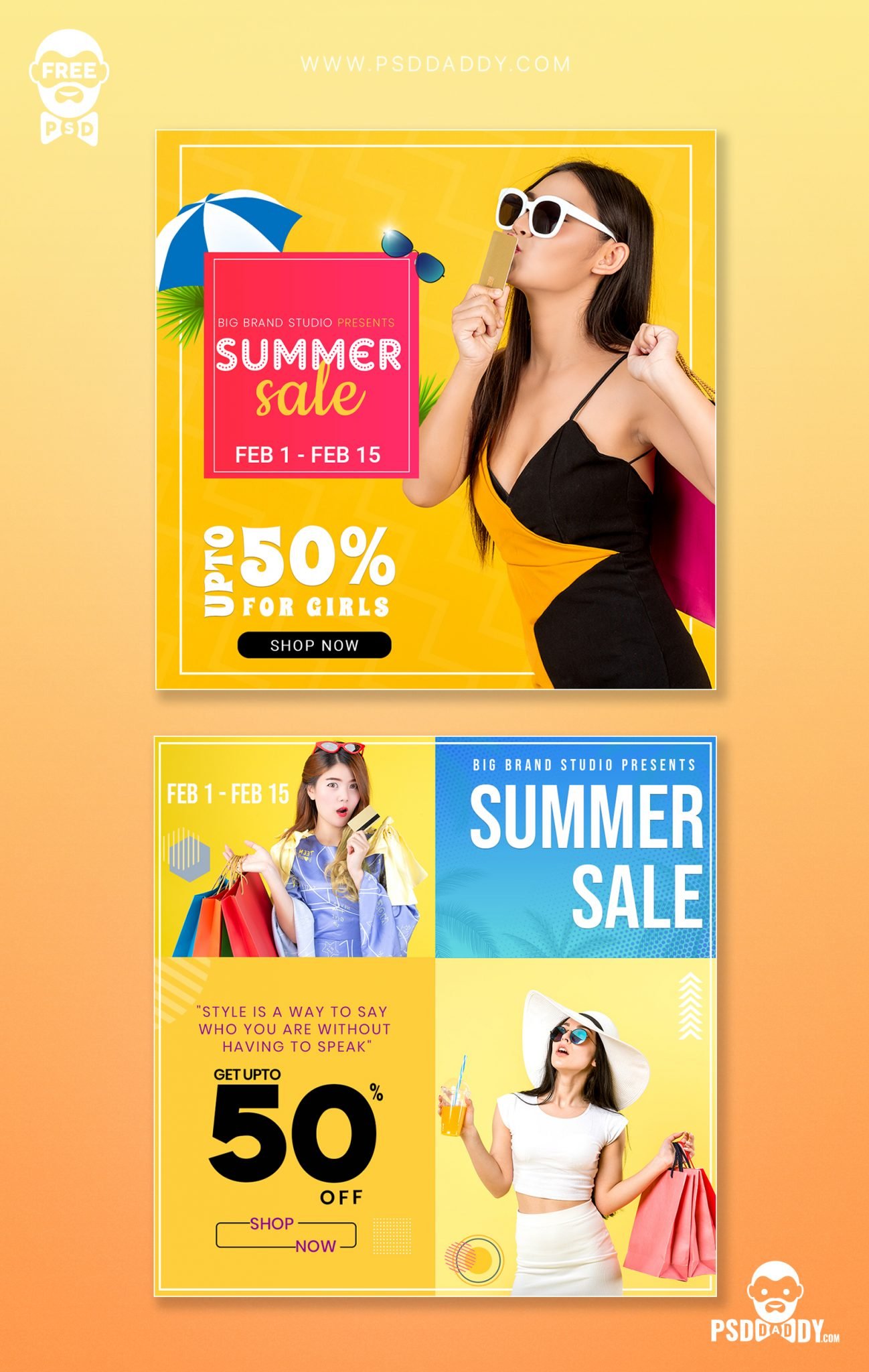 Summer Sale Social Media Post-Free PSD Template – PsdDaddy.com