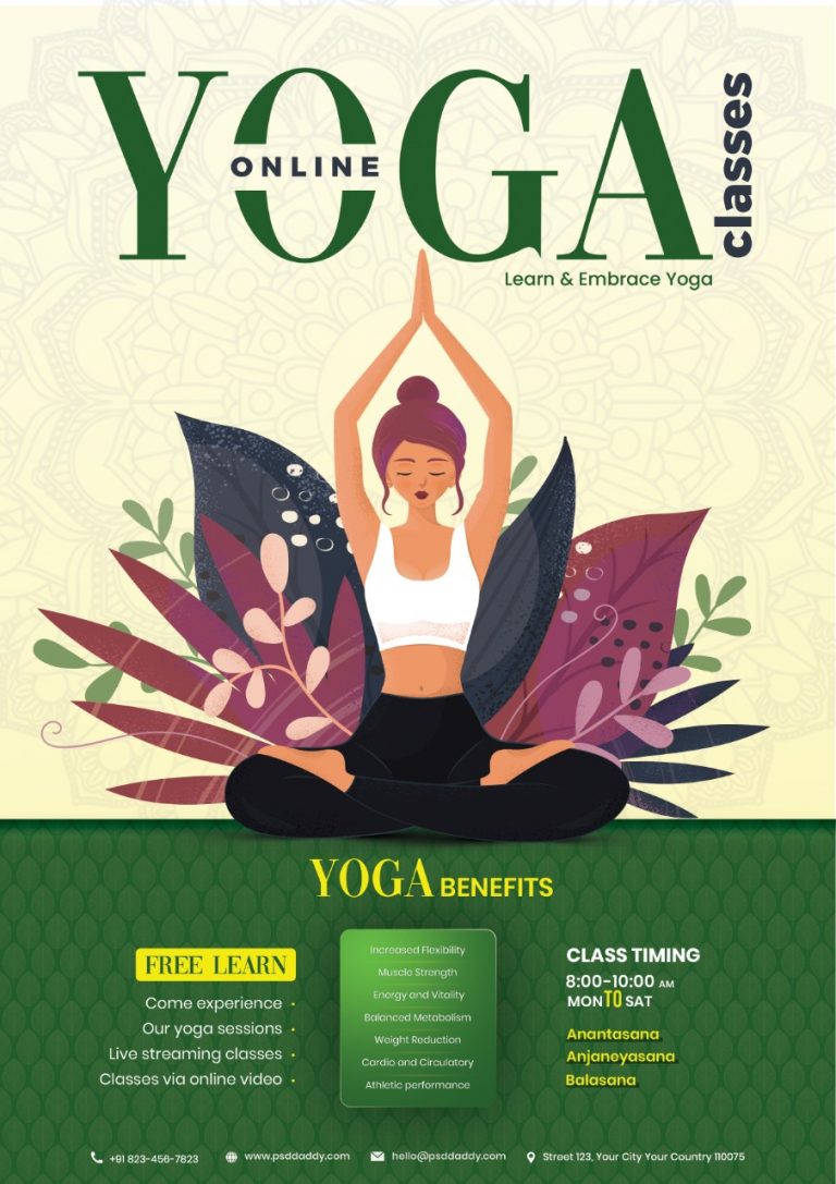 Online Yoga Classes Flyer Psd Design